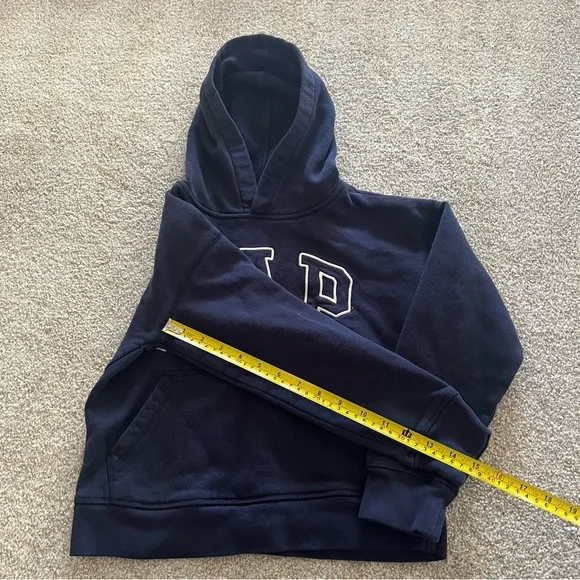 GAP Kids y2k Navy Blue Hoodie with Curved Logo size M(8-9) - Picture 5 of 6